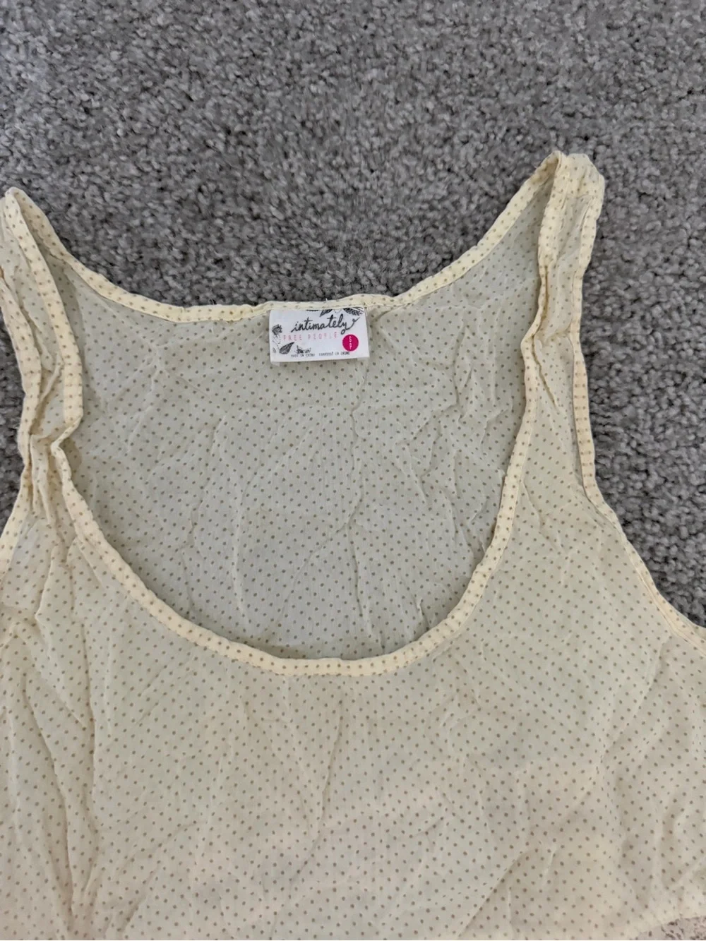 Free People Cream Ruffled Swim Coverup with Tan Trim